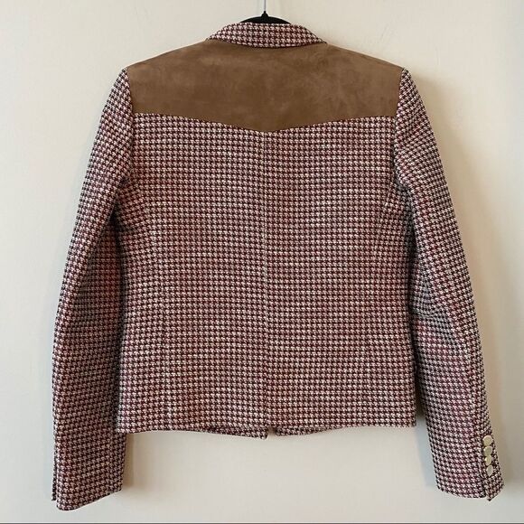 The Kooples Houndstooth Linen Blend Suede Blazer - Picture 3 of 13